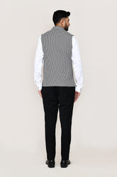 White Kurta with Straight Fit Pant And Jacket